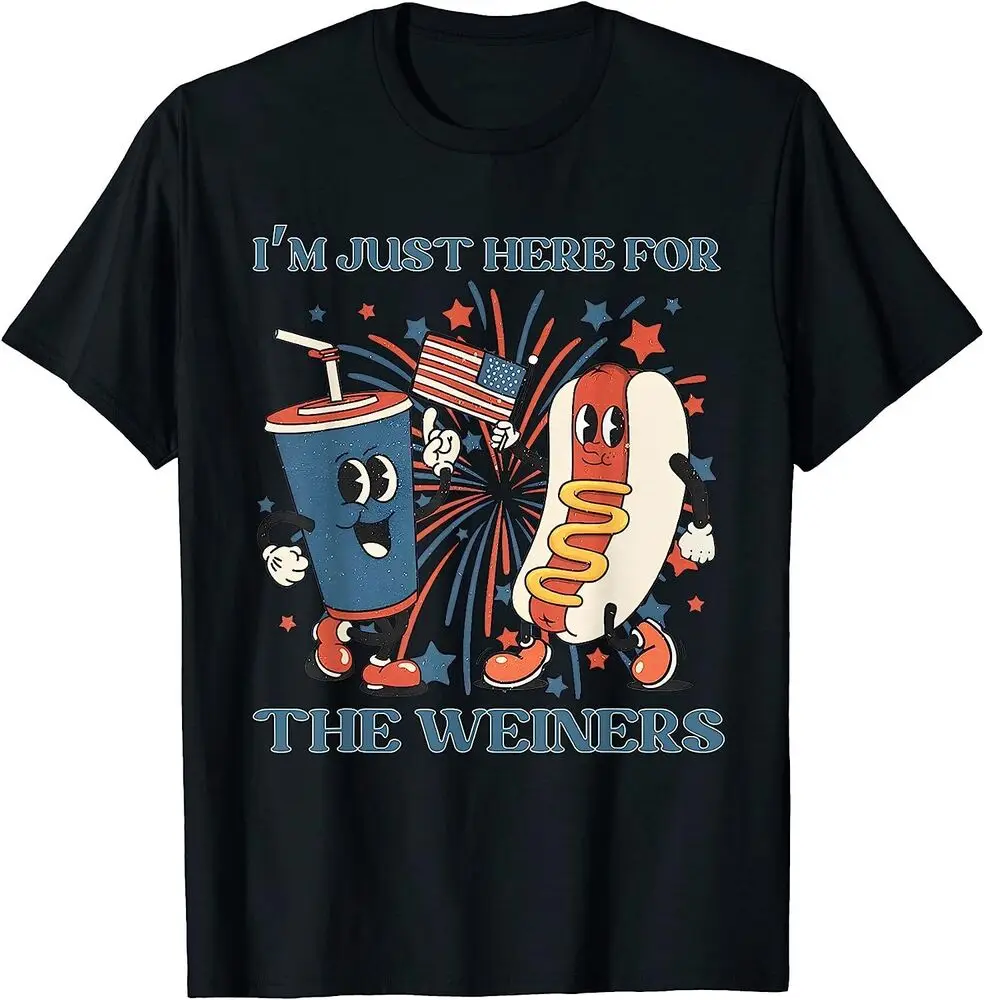 

Hot Dog I'm Just Here For The Wieners 4Th Of July T-Shirt Summer Tees Cotton Luxury brand vintage oversized