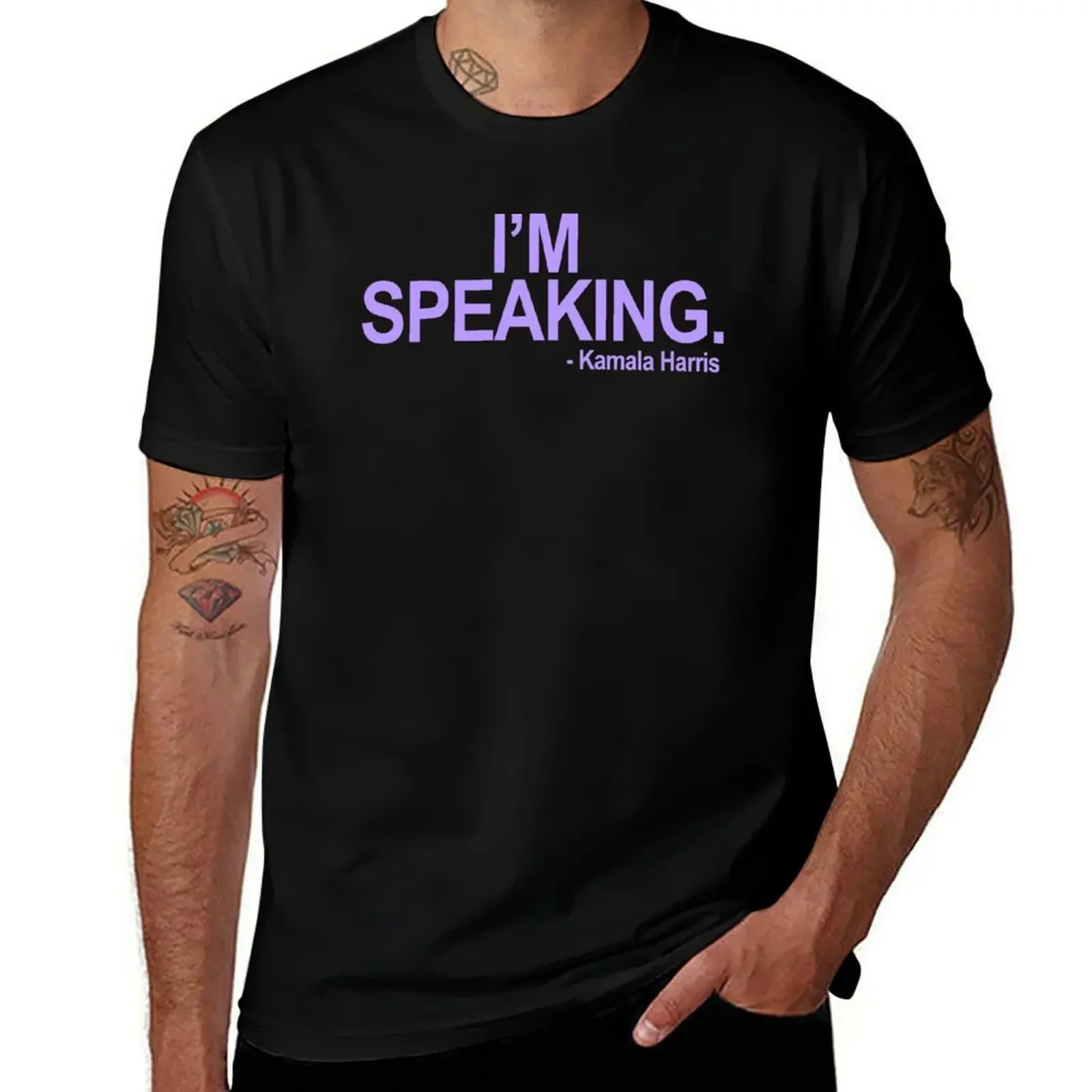 Kamala Harris - I'm Speaking (lavender text) T-Shirt graphic tee shirt Short sleeve tee shirts men