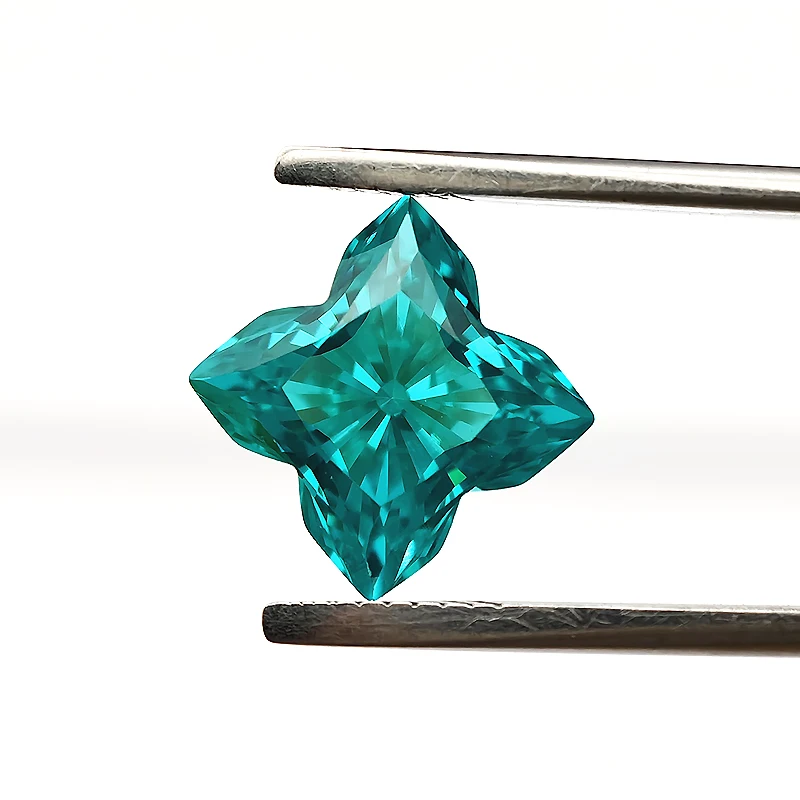 

Paraiba Clover Cutting Shape Yttrium Aluminium Garnet (YAG) Loose Gemstones Dice Cut Lab Stones for Jewelry Making DIY Design