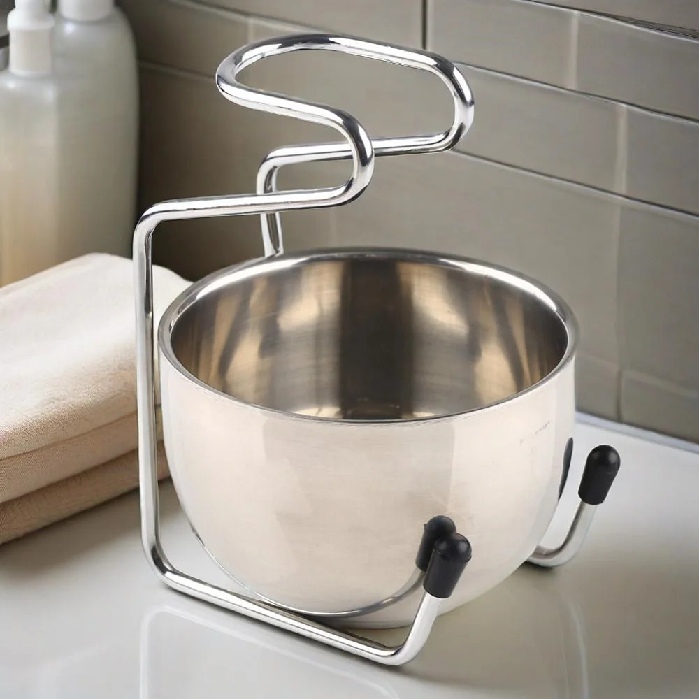 

2PCS Stainless Steel Shaving Stand and Bowl Set,Unique Design Shave Brush Holder & Soap Dish for Men's Wet Shaving,Grooming Gift
