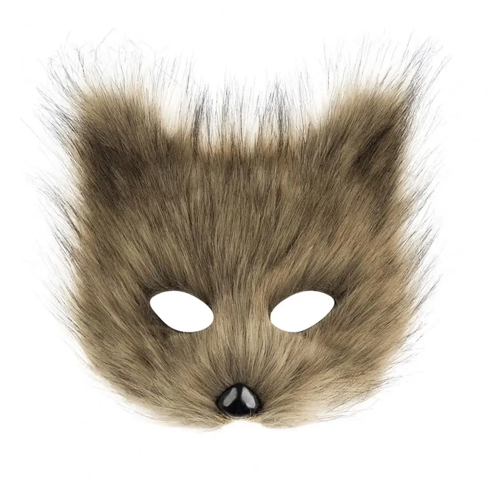 Plush Fox Cosplay Mask, Fluffy Fox Tail, Cosplay Costumes Props, Fuzzy Fox Mask for Costume Party Anime Convention And Role Play