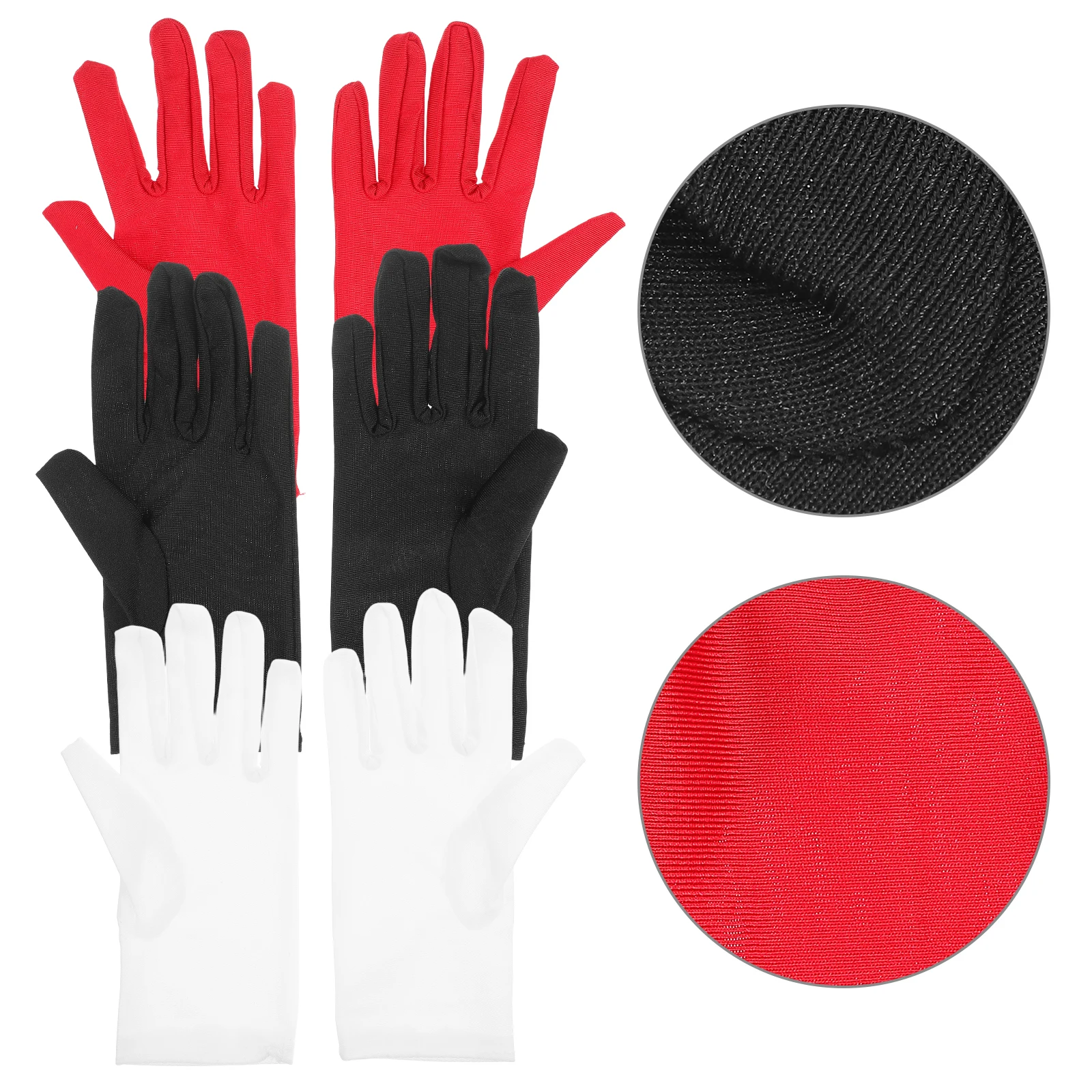 3Pairs Stretchy Gloves for Jewelry Inspection Premium Spandex Lightweight Breathable for Material Handling Gloves White