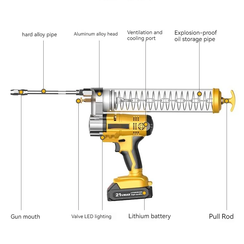 Electric Grease Gun Automatic Rechargeable Oil Injector Fat Machine Special Hardware Tools For Excavator Electric Grease Gun