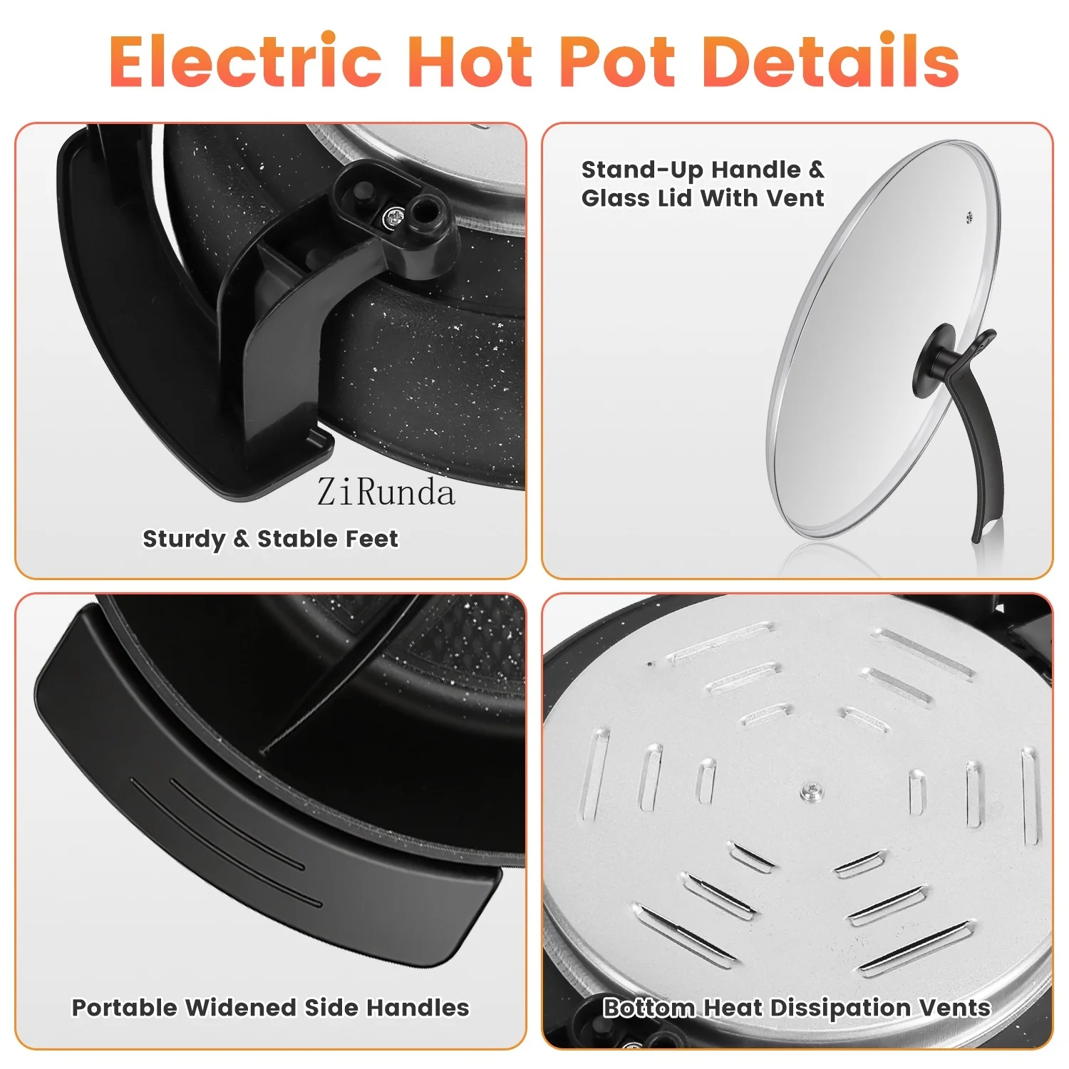 6L Large Capacity Electric Hot Pot with Divider, 5 Gear Adjustable Temperature Non-Stick Electric Cooker, Multifunctional Fondue Pot for 3-6 People with Cooking Tools view 5