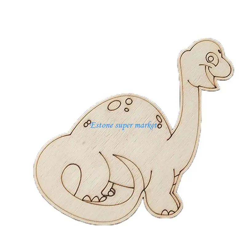 090B Wooden Dinosaur Cutouts for Kids Coloring Interactive Family Activity Supplies