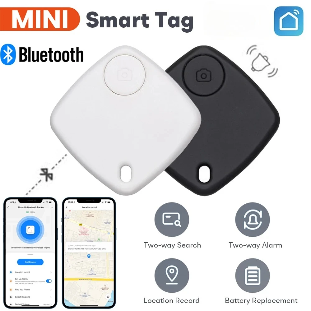 Wireless Bluetooth Tracker Smart Tag Anti Lost Alarm Suitcase Key Pet Finder Phone Two way Search Location Record Stuff