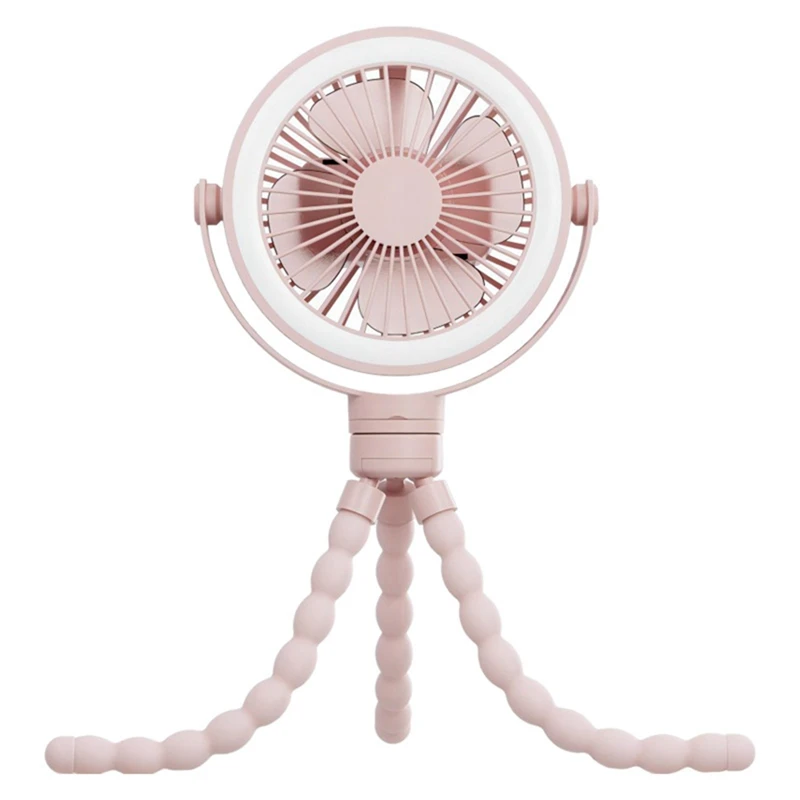 Portable Rechargeable Baby Stroller Fan Clip-On Octopus Night Light Mini Personal Handheld Portable Fan