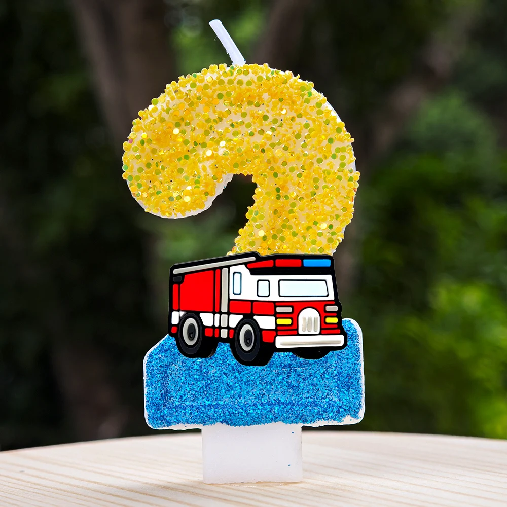Fire Engine Candle Cute Cartoon Shape Non-toxic Safe Material Cake Decoration for Kids Birthday Party Baby Shower Celebration view 4