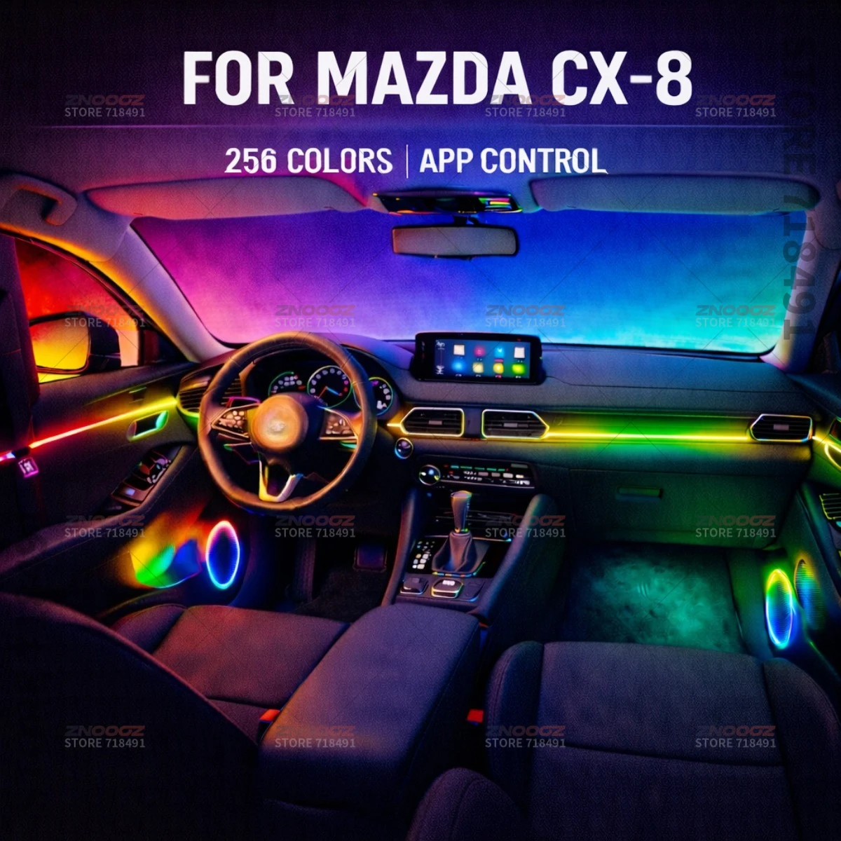 

22in1 RGB Car Interior Acrylic Car Ambient Lights RGB Hidden Acrylic Strip Decoration Atmosphere Accessories For Mazda CX-8