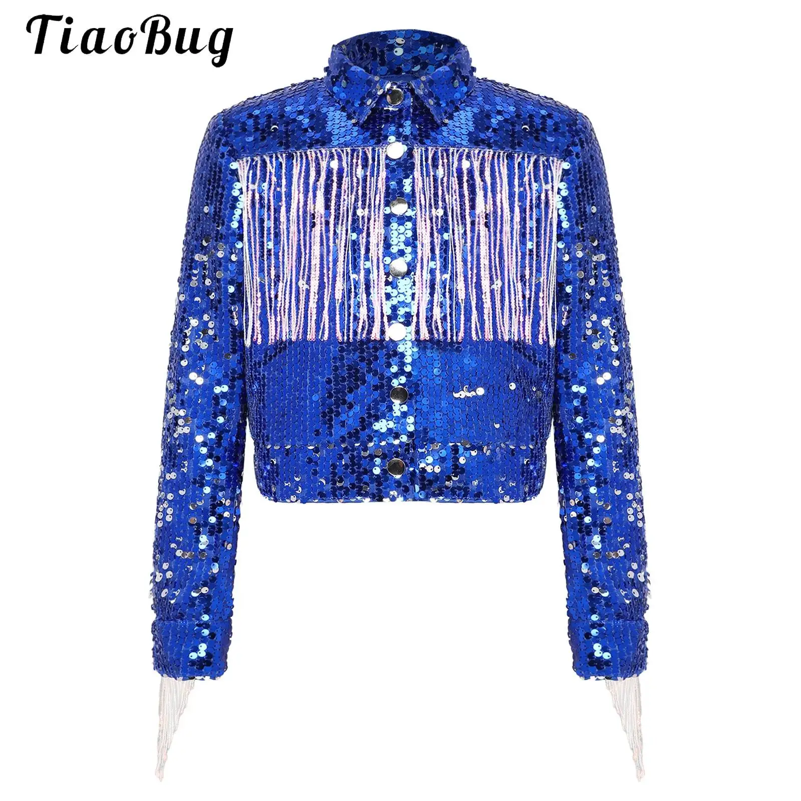kids-girls-sparkly-sequin-dance-jacket-long-sleeve-lapel-tassel-cropped-outwear-jazz-dance-tops-blazer-coat