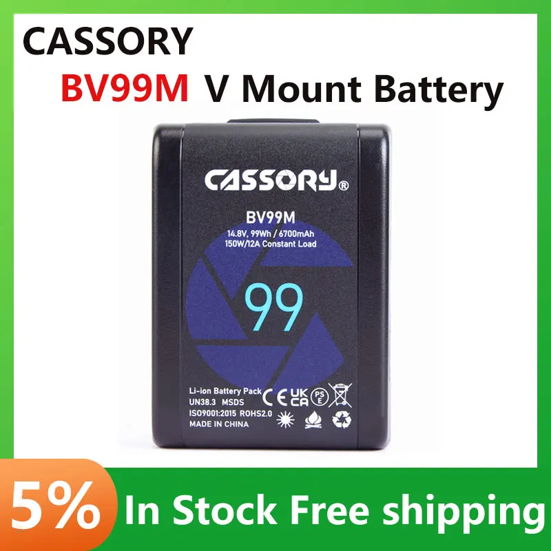 CASSORY BV99M V Mount Battery With D-tap NANO Mini Pocket,99Wh V Lock Camera Batteries For Camcorder