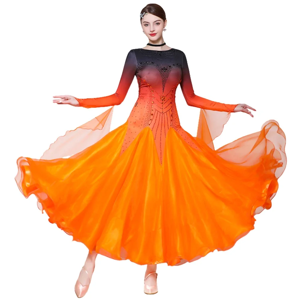 Vestido de danza moderna, baile de salón, vals, baile de salón, baile Cha, danza cuadrada, gran actuación, disfraz de competición