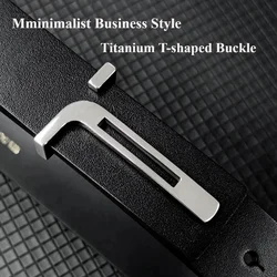 35/38mm Titanium Belt Buckle Polished Brushed Process T-Shaped Buckle for Genuine Leather Straps Men's Casual Belt Accessories