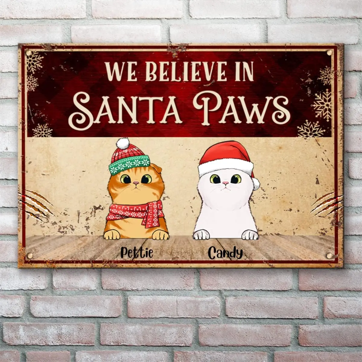 Pawfect House Santa Paws Please Stop Here For, Personalized Metal Sign, Cat Metal Sign Funny Cat Metal Sign, Gifts For Cat  sign