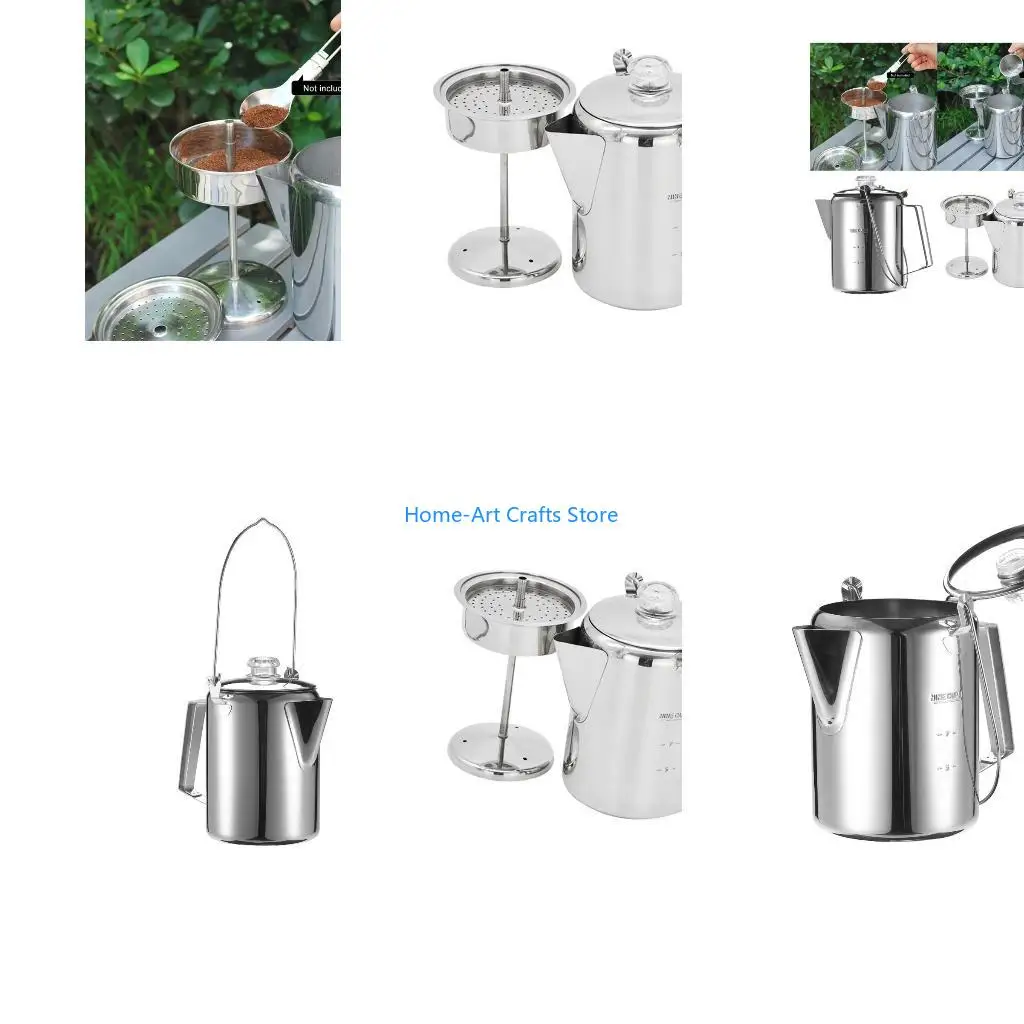 Y3NA 9 Cup Stainless Steel Percolator for Home and Outdoor Brewing Metal Coffee Pot