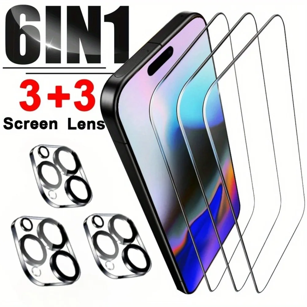 

Прозрачная полноэкранная защитная пленка 6 в 1 HD для iPhone 17 16 15 Pro Max 17, пленка для объектива воздушной камеры для iPhone 16 15 Plus 13 12 11 14 Pro