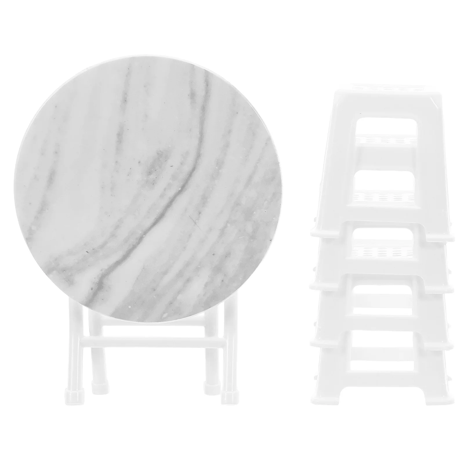 1 مجموعة طاولة وكراسي مصغرة مجموعة ألوان نابضة بالحياة جودة دائمة اللعب الإبداعية المحمولة تصميم دمية زخرفة الأثاث #4