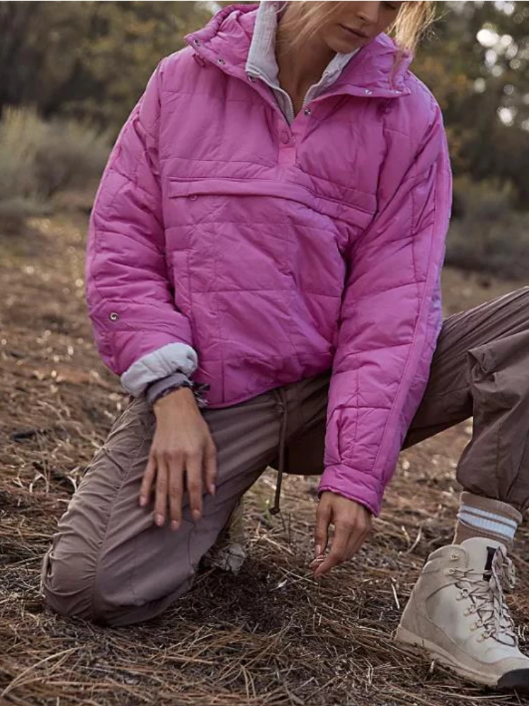 Chaqueta gruesa con capucha para mujer, abrigo holgado estilo universitario Vintage, ropa de calle a la moda para invierno, 2023