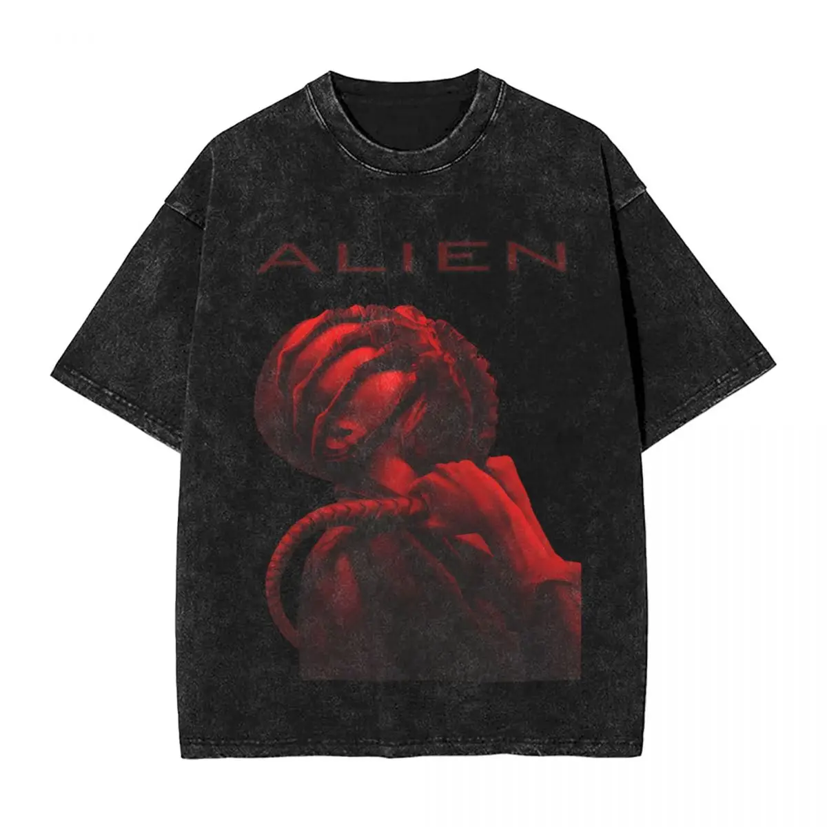 Xenomorph Essential Alien Mencosy woman Men Washed Hot stamping Print T-Shirt,Cotton Tshirt Men's Summer Short Sleeve Tees