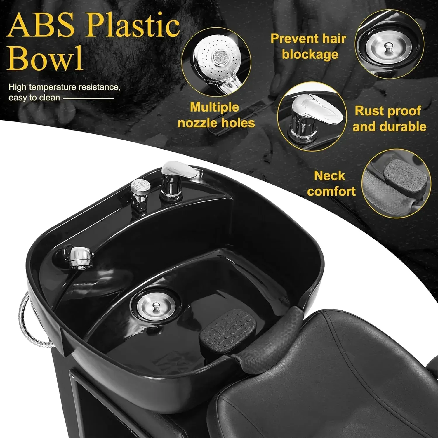 ABS Plastic Shampoo Bowl Chair,Barber Backwash Chair, Hair washing station for Spa Beauty Salon