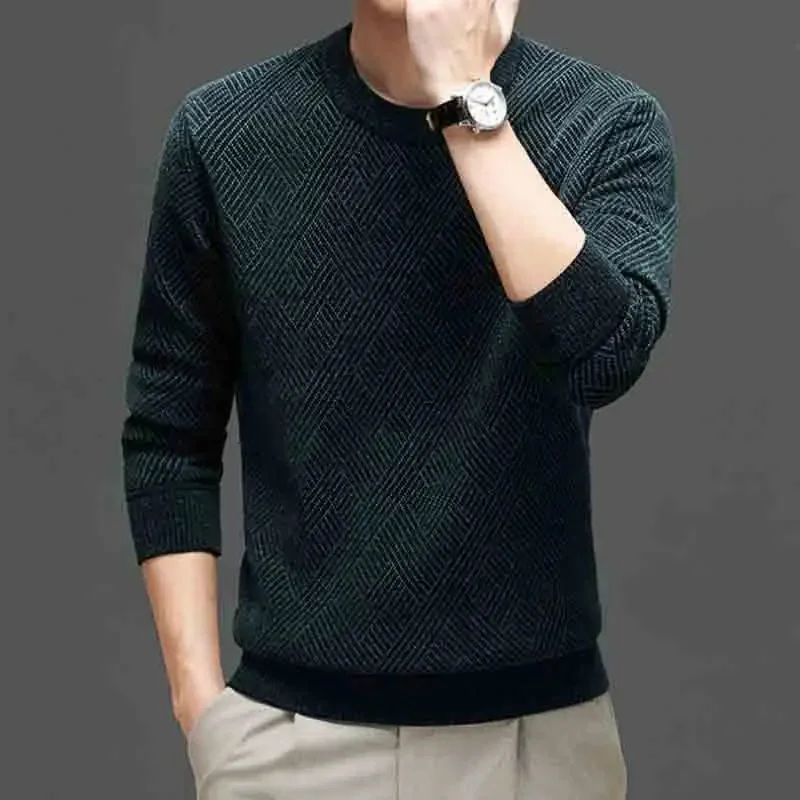 

Winter Men Fleece Thicken Warm Sweater Versatile Male Clothes Long Sleeve Basic Bottoming Warm Knit Pullovers Top JJ285