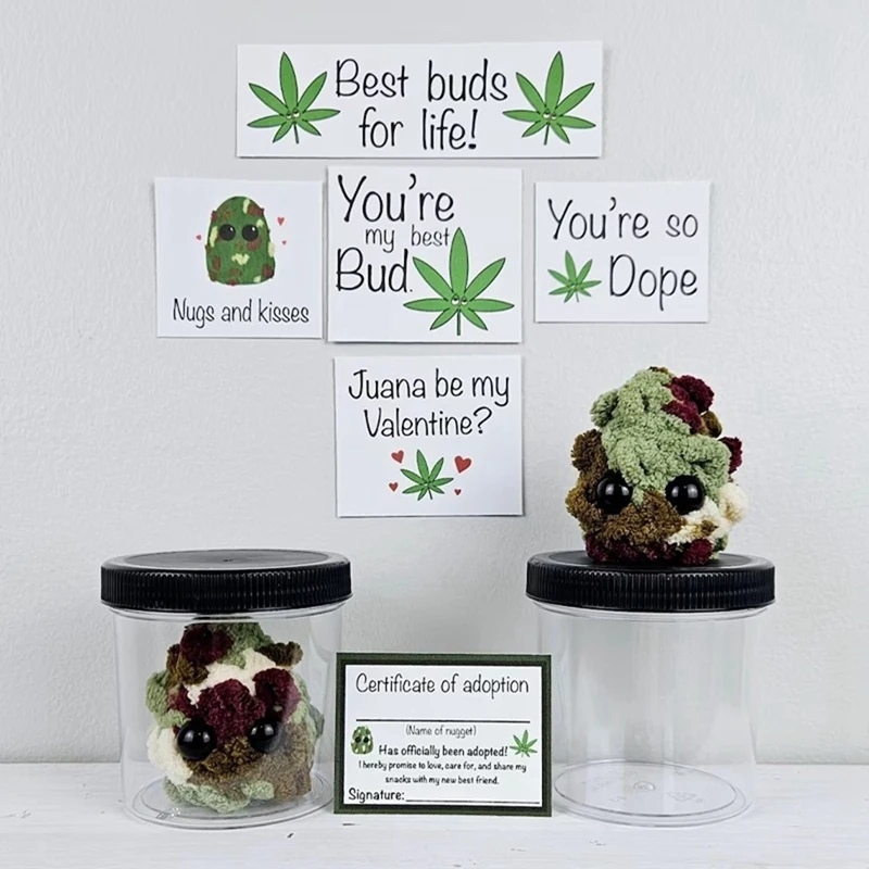 Adopt A Weed Plushie,Jar Funny Plush Desktop Accessories