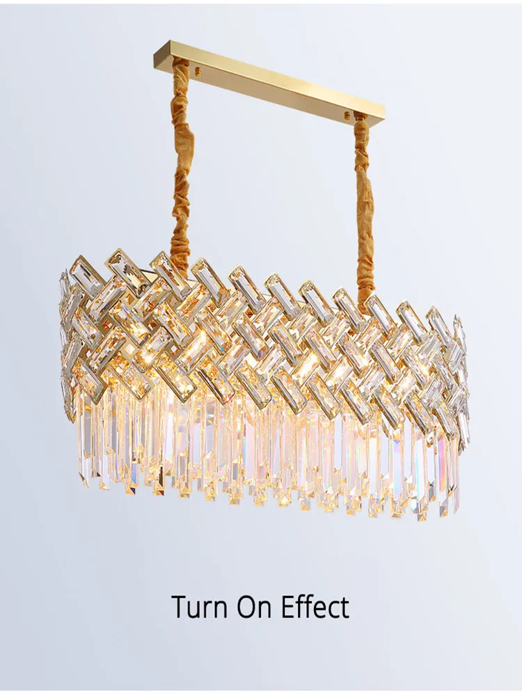 Gold körper versetzt Kristall runden Kronleuchter LED Lampe Wohnzimmer Küche Villa Anhänger e14