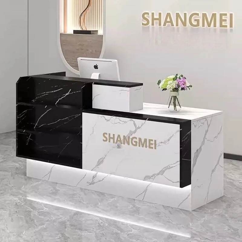 

Aesthetic Modern Reception Desk Nordic Luxury Reception Desk Storage Display Vintage Escrivaninha Commercial Furniture