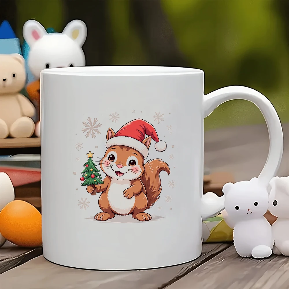 

11oz mug + cartoon Christmas squirrel hat + kids cup + family office coffee mug + must-have holiday gift