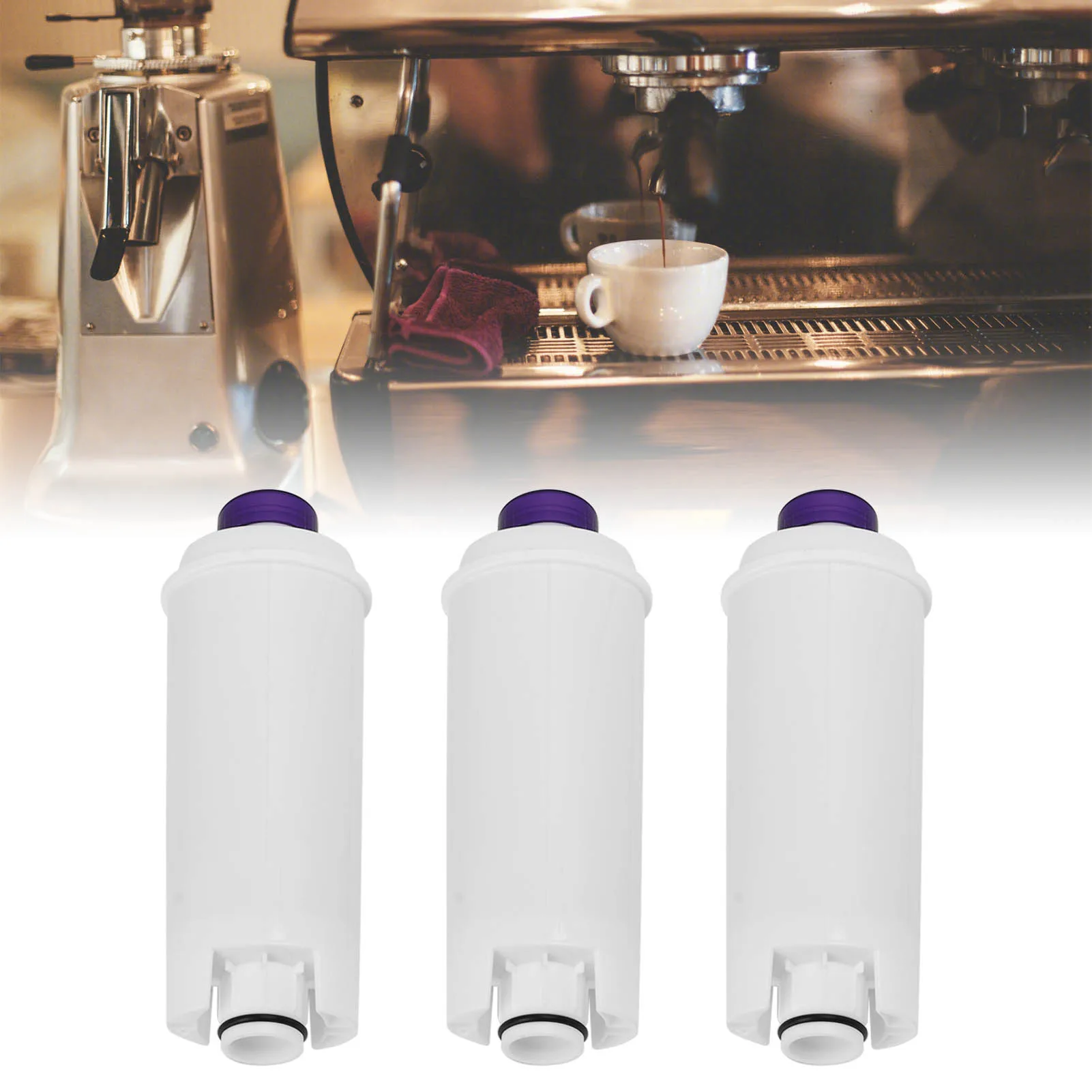 3pcs Replacement Water Filter Cartridges Compatible with Delonghi DLSC002 Automatic Coffee Machine Activated Carbon Softener