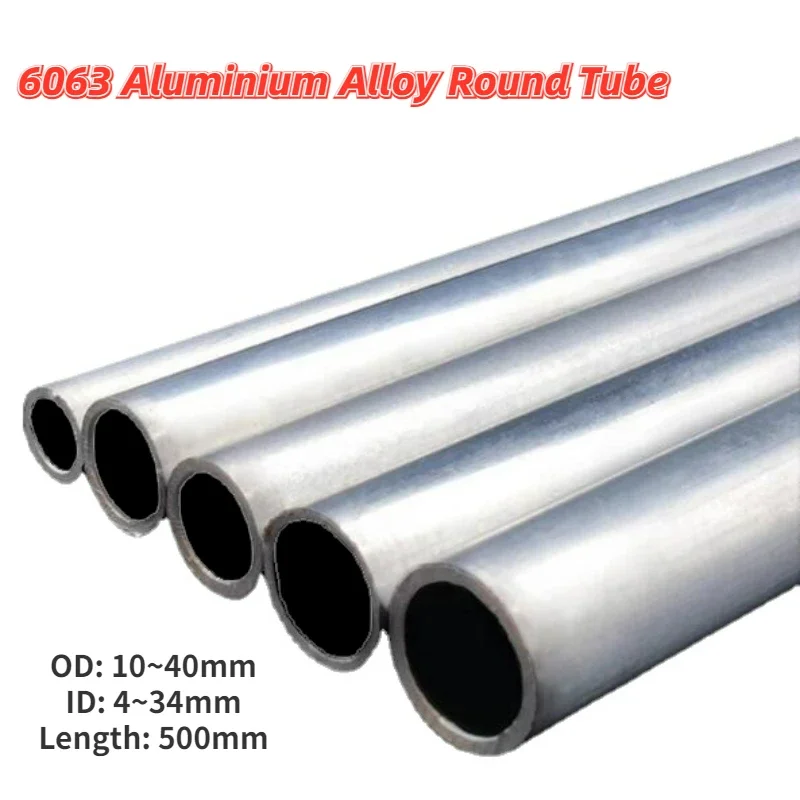 

1pcs Aluminium Pipe Thickness 3mm OD 10-40mm ID 4~34mm Straight 500mm Long Round 6063 Aluminum Alloy Tube