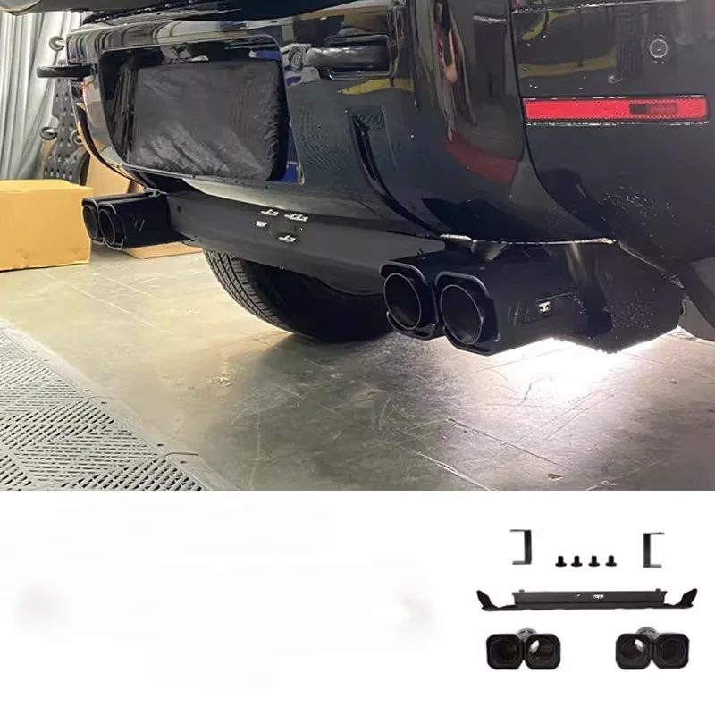 For  Land Rover Defender 90 110 Quad Square Exhaust Tip Rear Lower Guard Plate Exterior Performance Mod Parts view 4