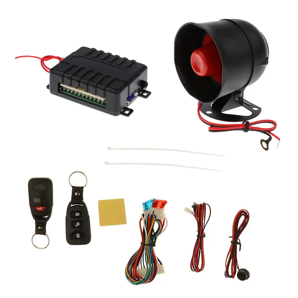 Car Alarm Security System Keyless Entry Siren +2 Remote Control