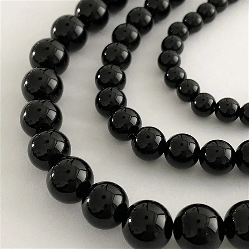 French Vintage Black Pearl Choker Simple Acrylic Beaded Chain Necklace For Women Jewelry Accessories Women\'s Gift