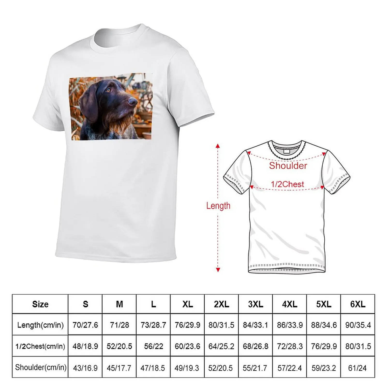 German Wirehaired Pointer Portrait T-Shirt Casual Daily Graphic Tee