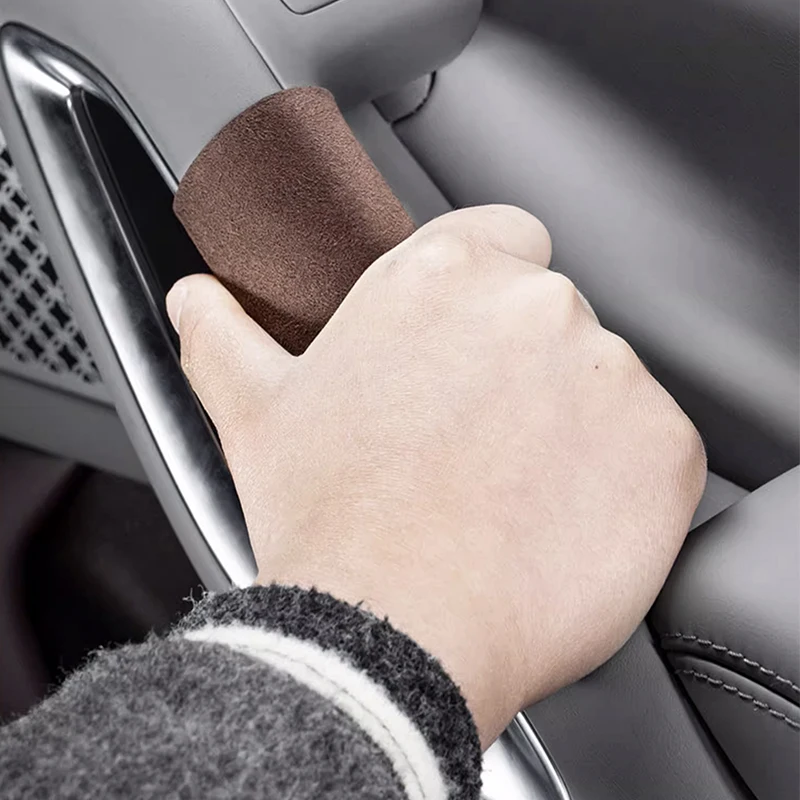 ل BYD TANG L EV/DM سيليون 8 2025 2026 مقبض باب السيارة اليد مخيط الجلد المدبوغ الغطاء الواقي الكانتارا اكسسوارات