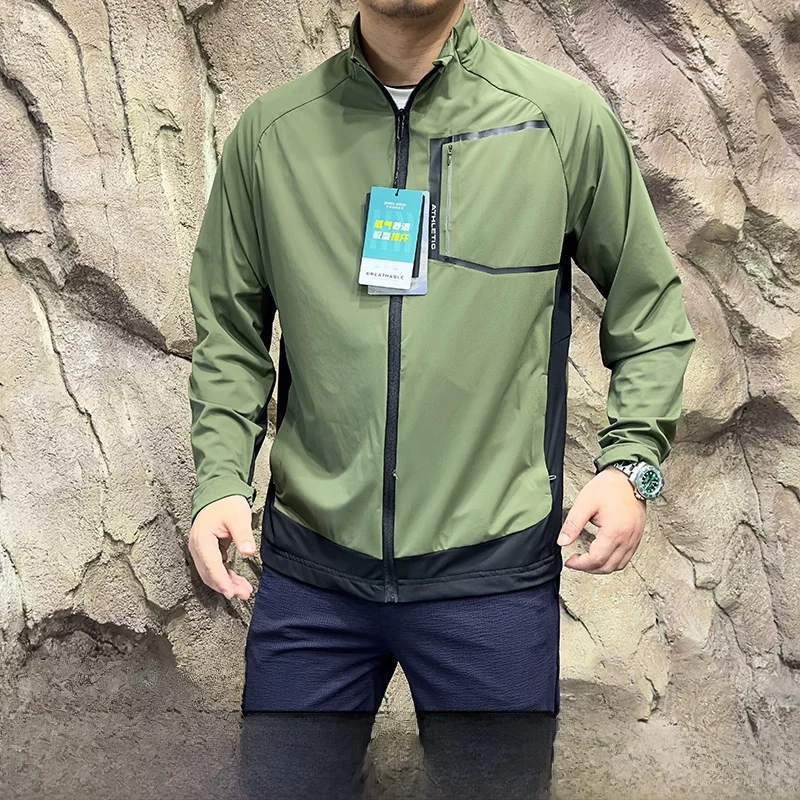 

Высококачественная дышащая эластичная солнцезащитная одежда из ледяного шелка, профессиональный тренировочный уровень UPF50+, летняя мужская куртка
