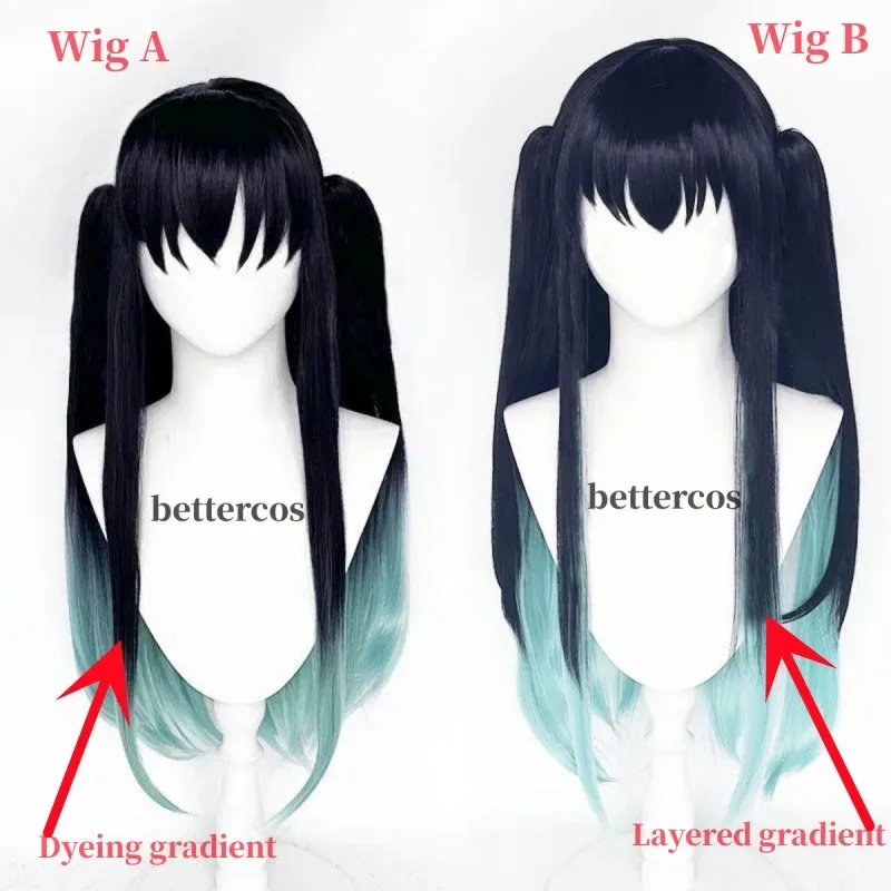 

didi 2025 2025 hhh4 типы аниме косплей Kisatsutai Tokitou Muichirou парик черный градиент зеленый