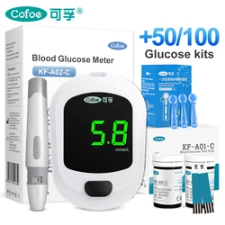 Cofoe A02-C Blood Glucose Meter Glucometer Kits Diabetes Tester 50/100 Test Strips Lancets Accurate Medical Blood Sugar Meter