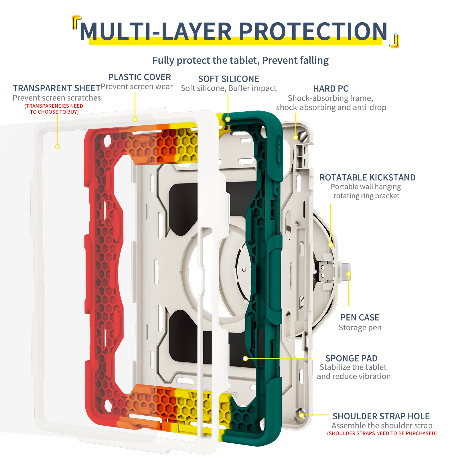 Heavy Duty Protective Case for HUAWEI Honor MagicPad 2 12.3 inch GT Pro 12.3