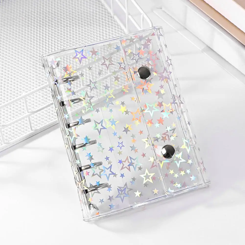 Transparent Binder Sticker Pad Star Pattern Sticker Book Color-changing Pvc Star Binder Cover Reflective Transparent Spiral