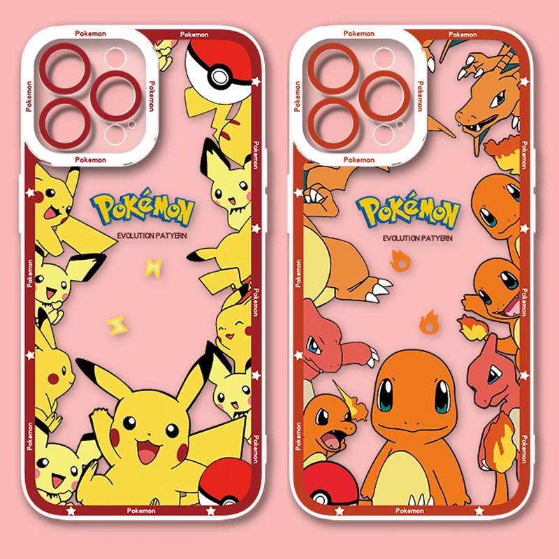 Cartoon P-Pokemon Protective Case For iPhone 15 14 Pro Max 13 12 Mini 11 Pro XR XS X 8 7 6 6S Plus SE 2020 Soft Silicone Cover