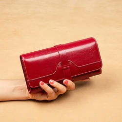 Luxury Designer Women's Wallets	Long Handbags RFID Card Holder Wallet for Women Genuine Leather Purses High Quality Female Purse