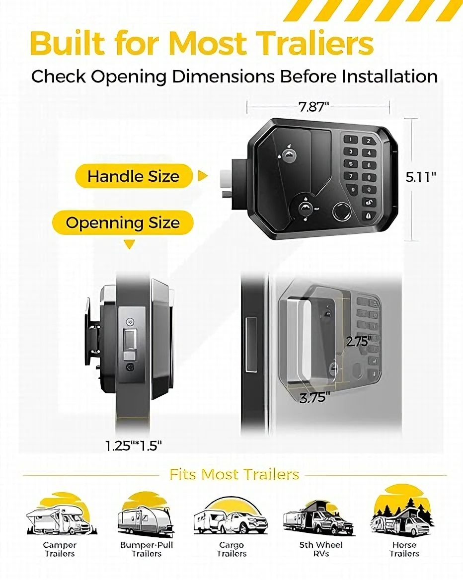 RV Keyless Entry Door Lock Aluminum Alloy Anti‑Theft High Security Waterproof IP65 Entry LockSystem for Camper Trailer Motorhome