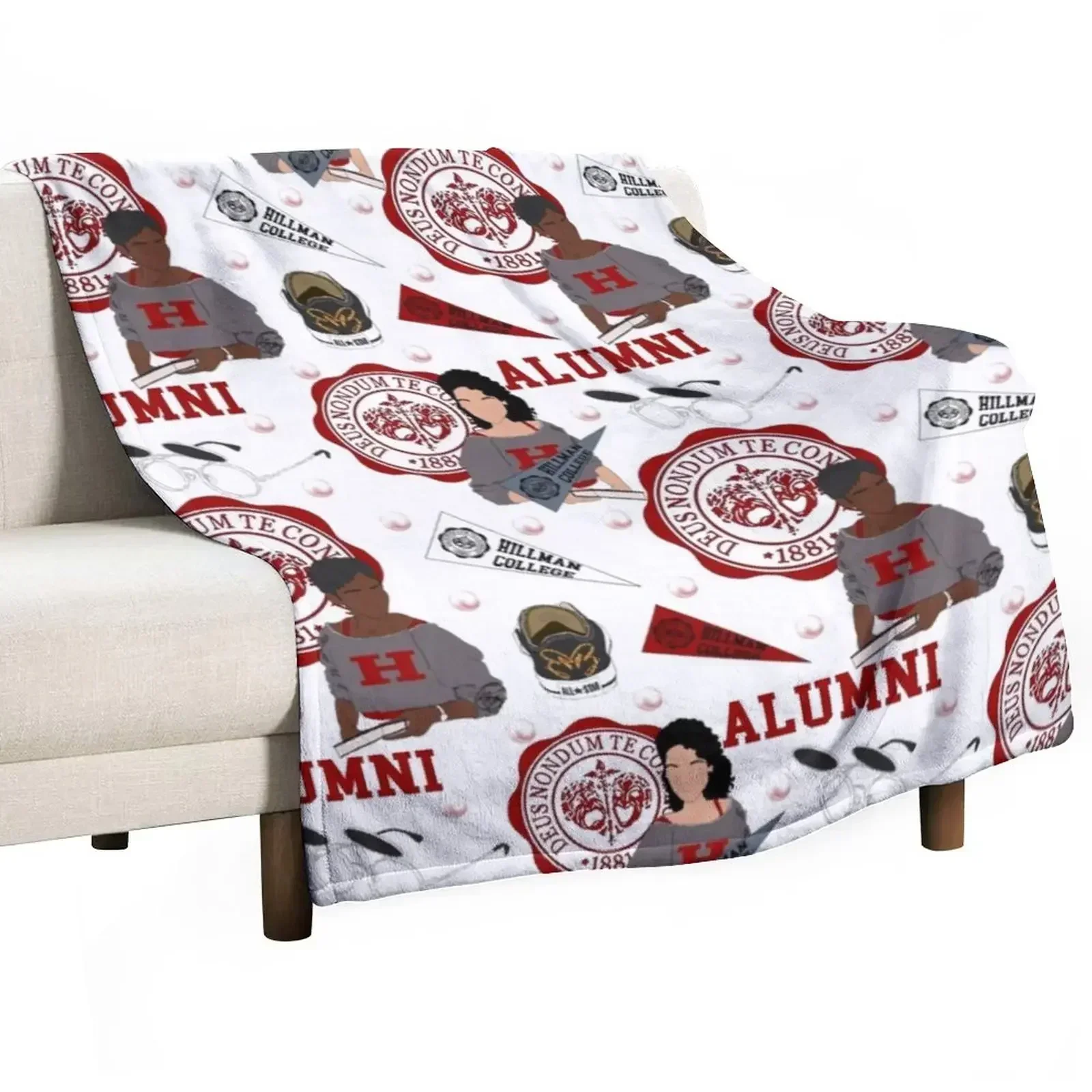 

Hillman College Alumni Throw Blanket Decoratives Furrys Luxury St Plaid on the sofa Blankets