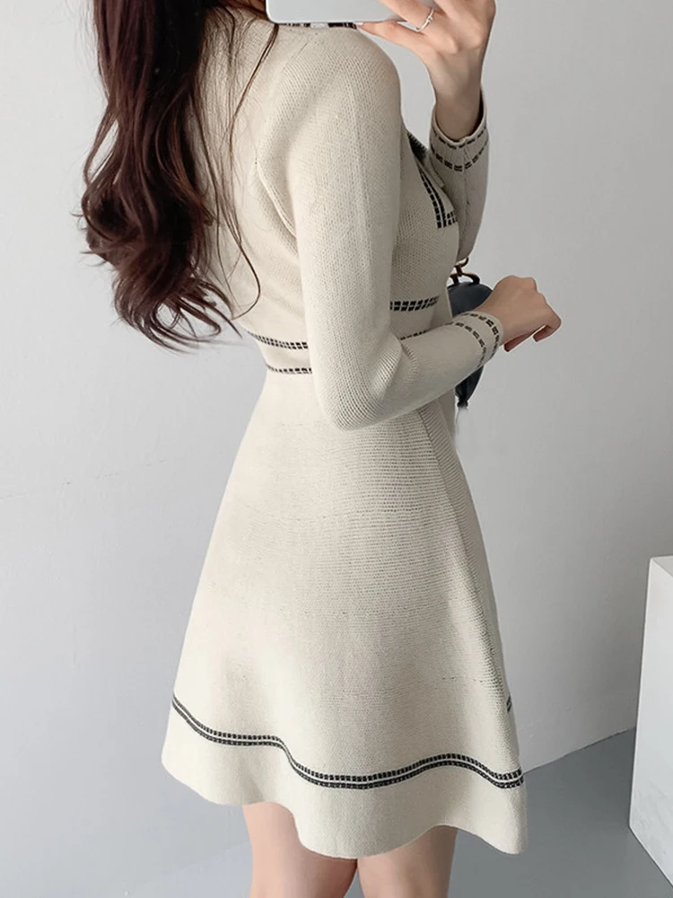 New Fashion Autumn Winter Knitted Short Dress Women Ladies Clothing Sweater Long Sleeve Skinny Slim Mini Mujer Stretchy Vestidos