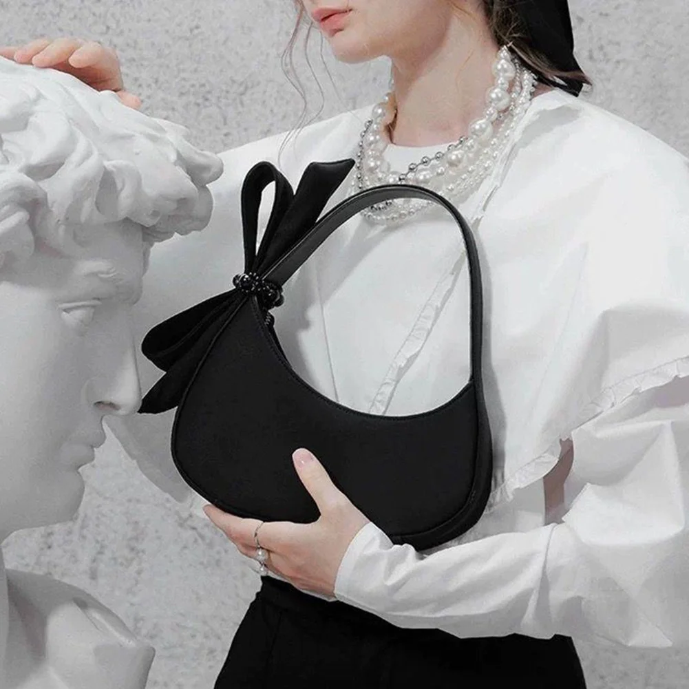 

Designer Bow Nylon Sling Crescent Bag Small Fashion Handbag For Women