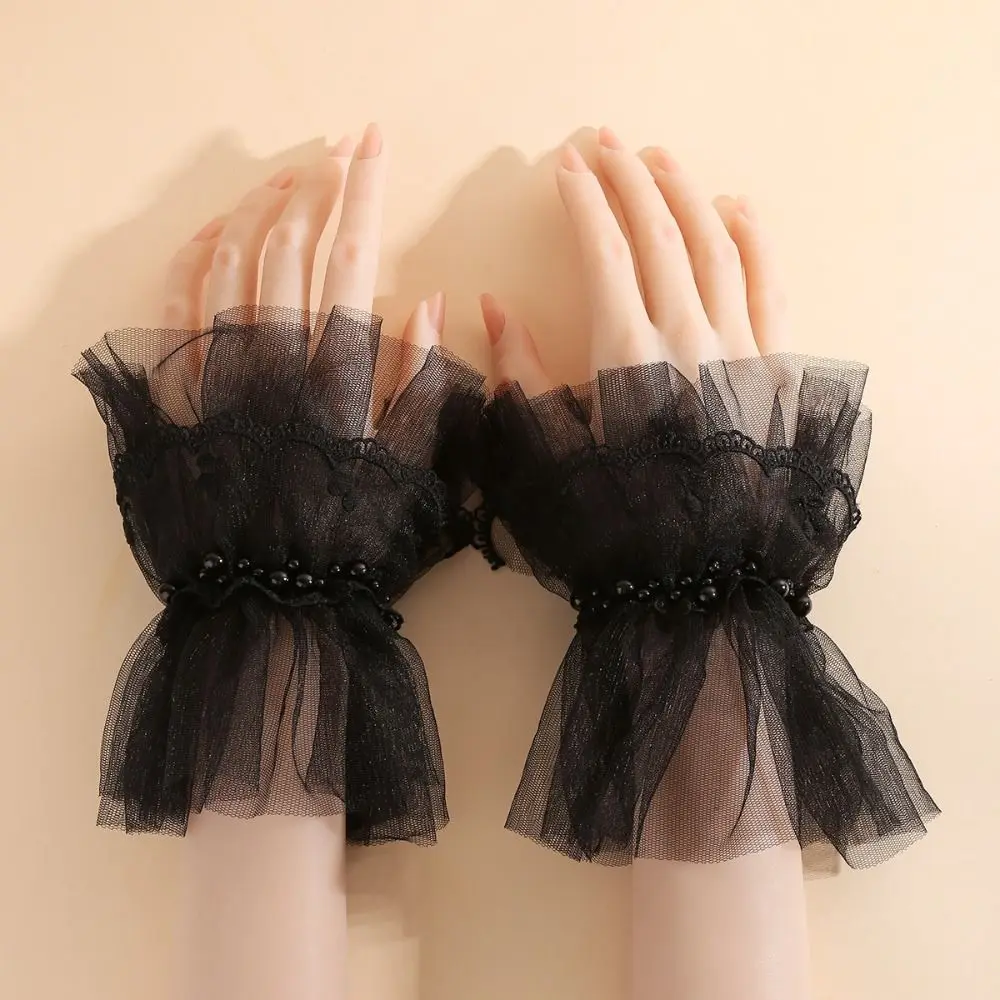 Victorian Detachable Sleeves Cuffs Detachable Comfortable Lace Ruffled Wrist Soft Costume Accessory Fake Sleeves Cuffs