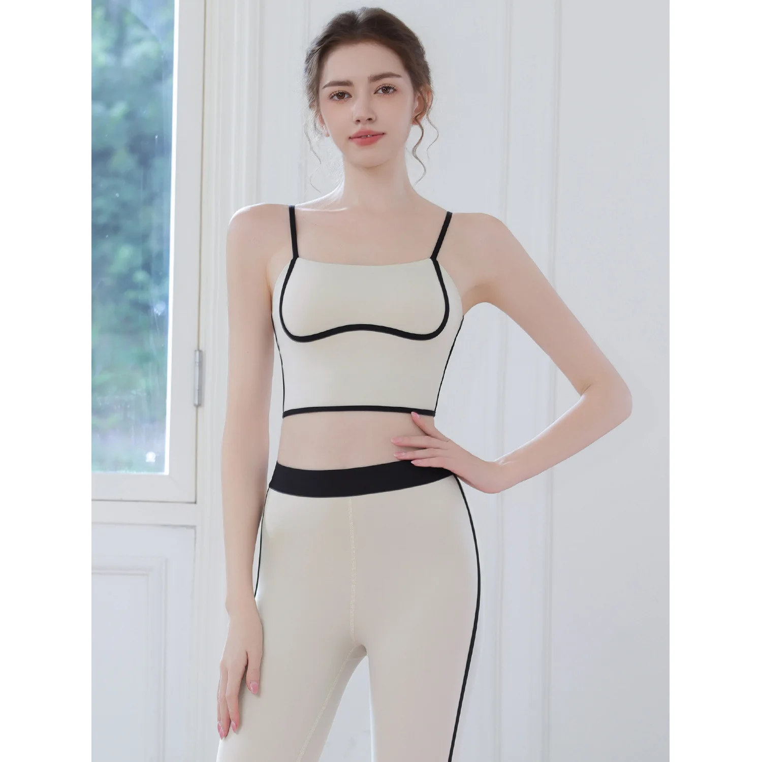 Yoga Suspender Set Women's Shockproof Adjustable Fitness Clothing Sports Color Matching Underwear Hip Lifting Sports Leggings
