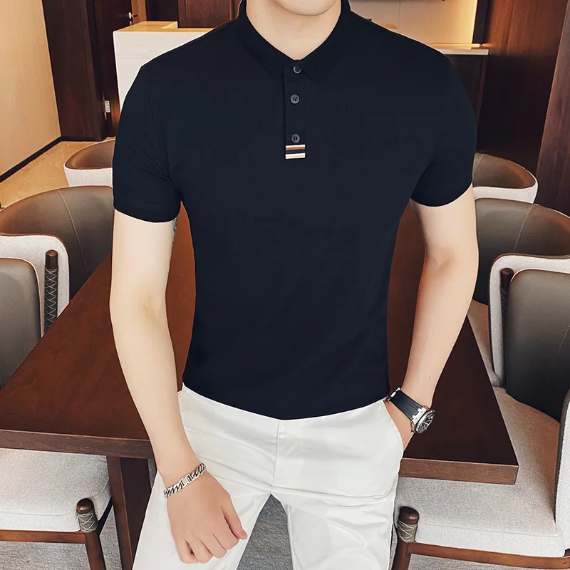 2023 Top Quality New Solid Color Men Polos Shirts Cotton Short Sleeve Casual Polo Shirt Hommes Fashion Summer Lapel Male Tees